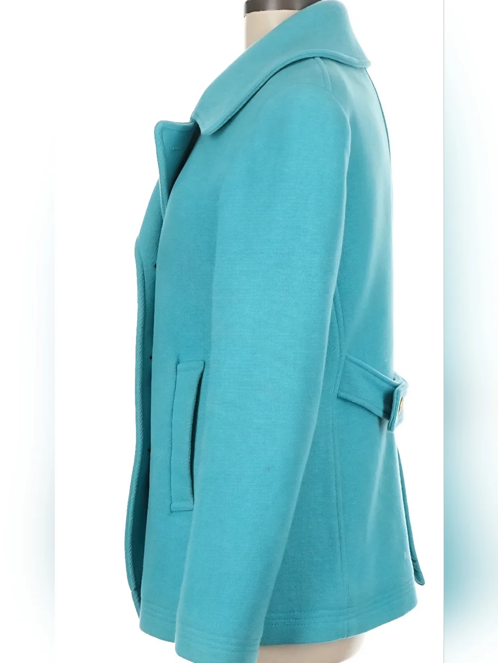 J.Crew Stadium Nello Gori Wool Blend Double Breasted PeaCoat Teal Size 12 NWOT - Picture 15 of 15